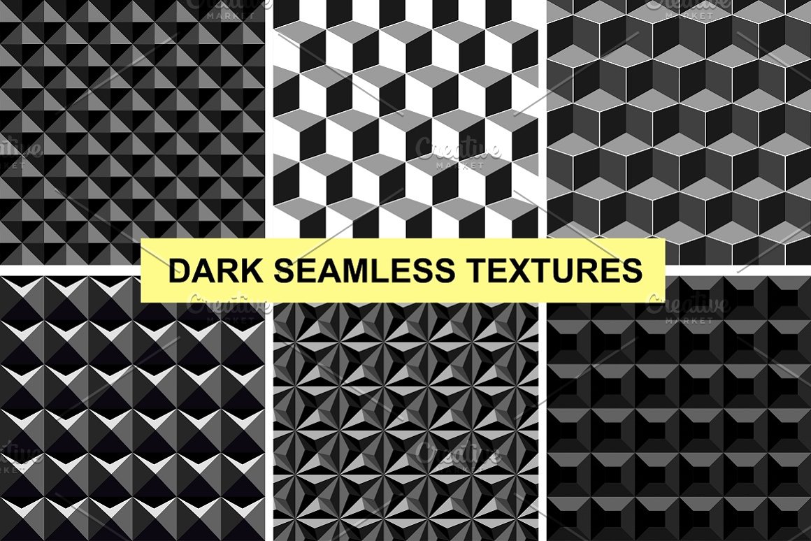 Set of black 3d textures.