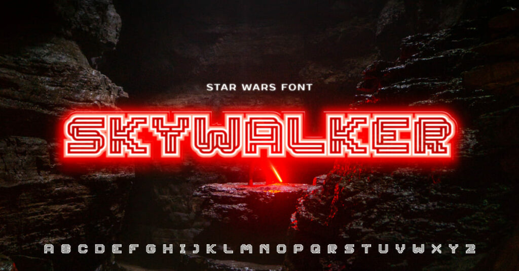 Skywalker star wars font Facebook collage image by MasterBundles.