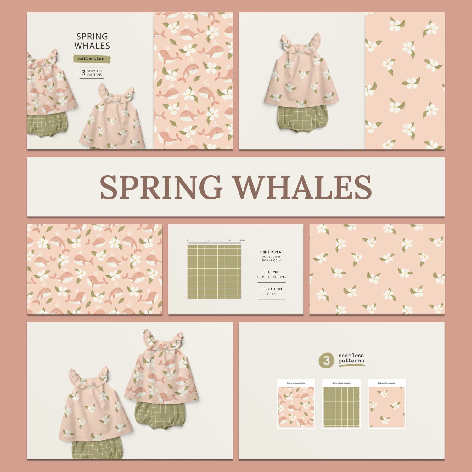 Spring Whales Patterns Collection cover image.