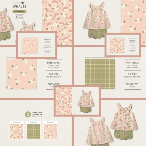 Spring Whales Patterns Collection preview image.