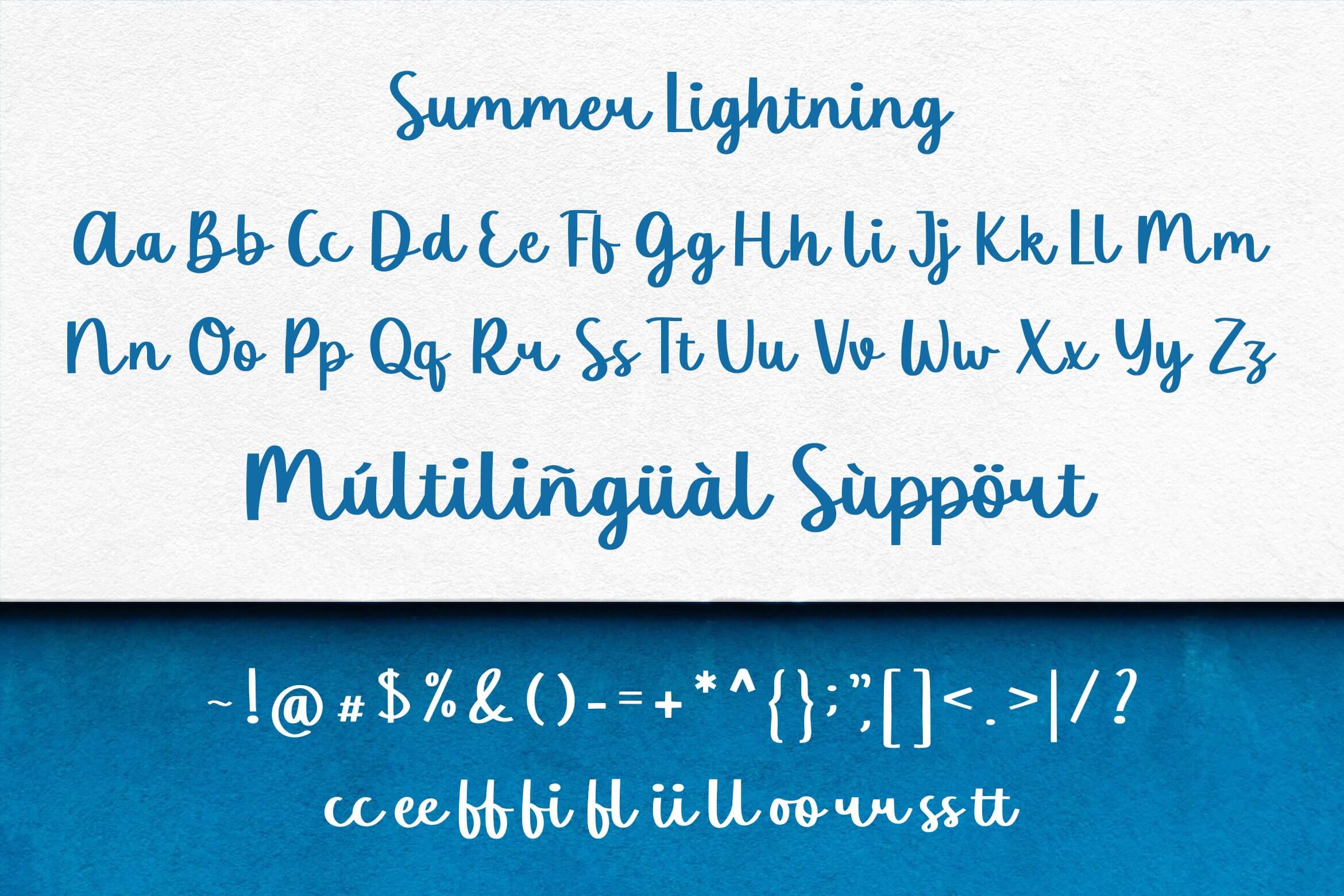 summer lightning amazing handwritten font all symbols example..