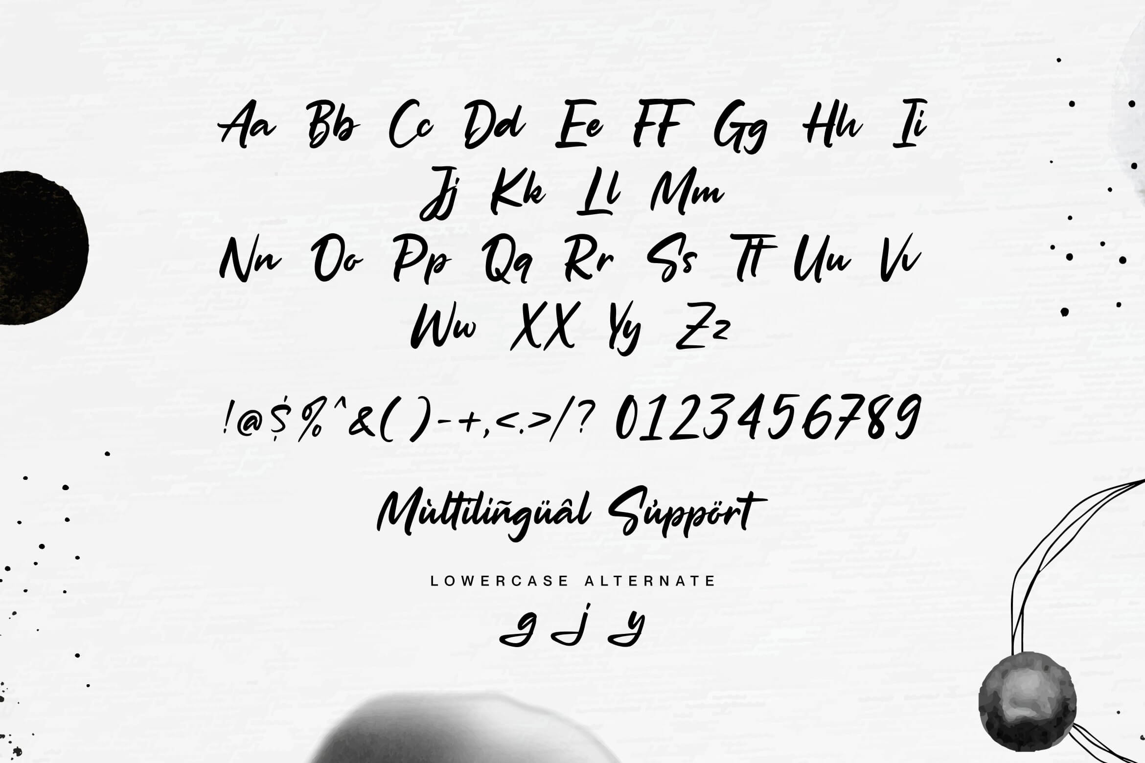 the milligram bold handwritten font all symbols example.