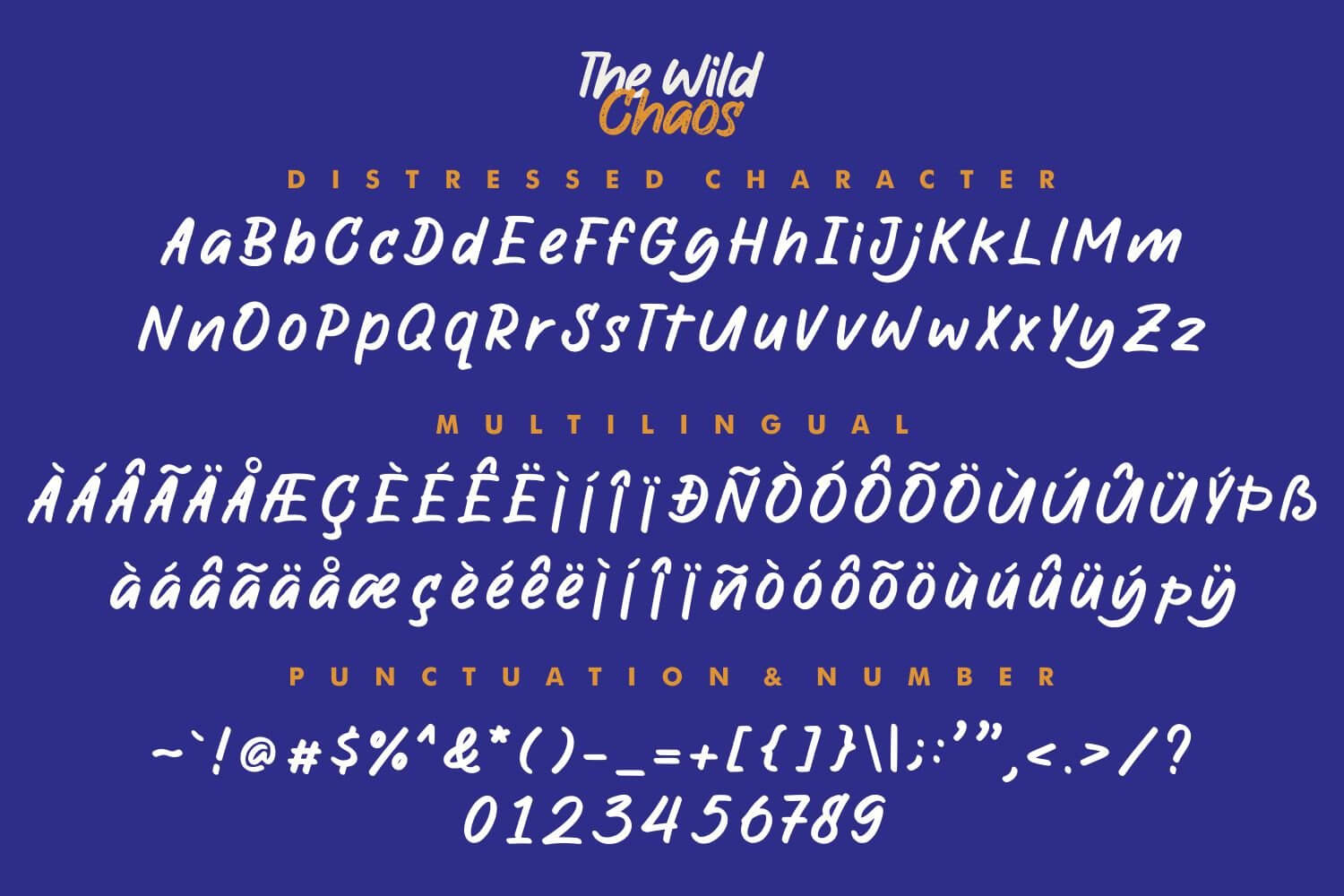 the wild chaos handwritten display font style1 all symbols example.