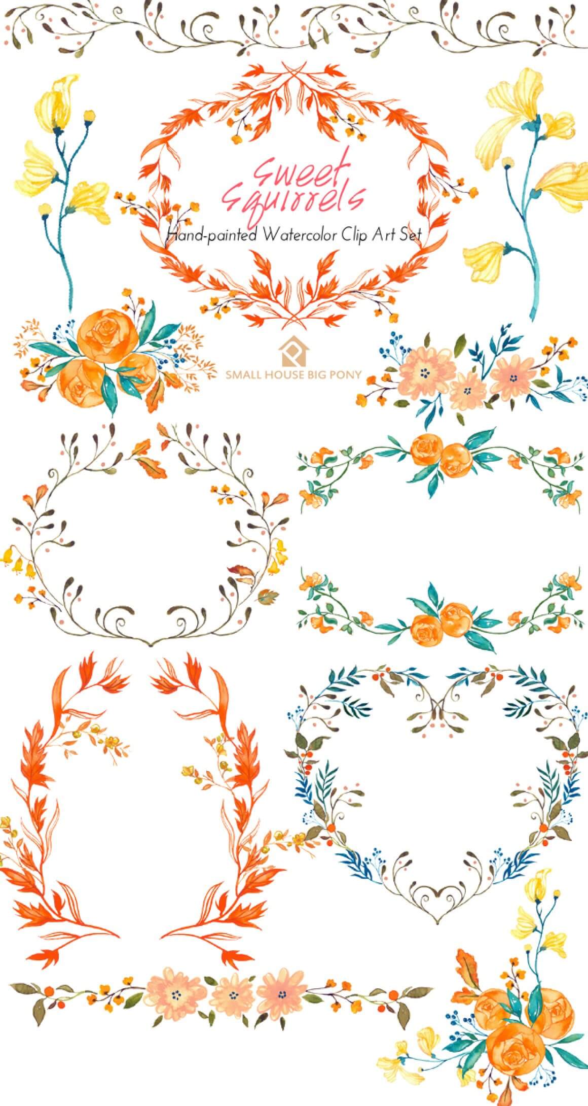 Beautiful hand drawn floral frames.