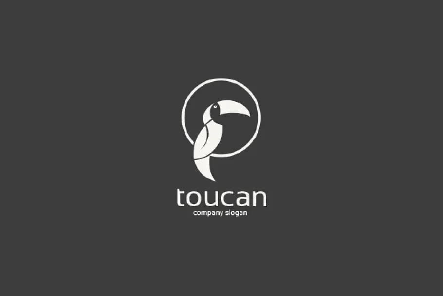 toucan bird logo on dark background.