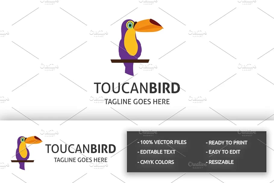 toucan bird logo design template.