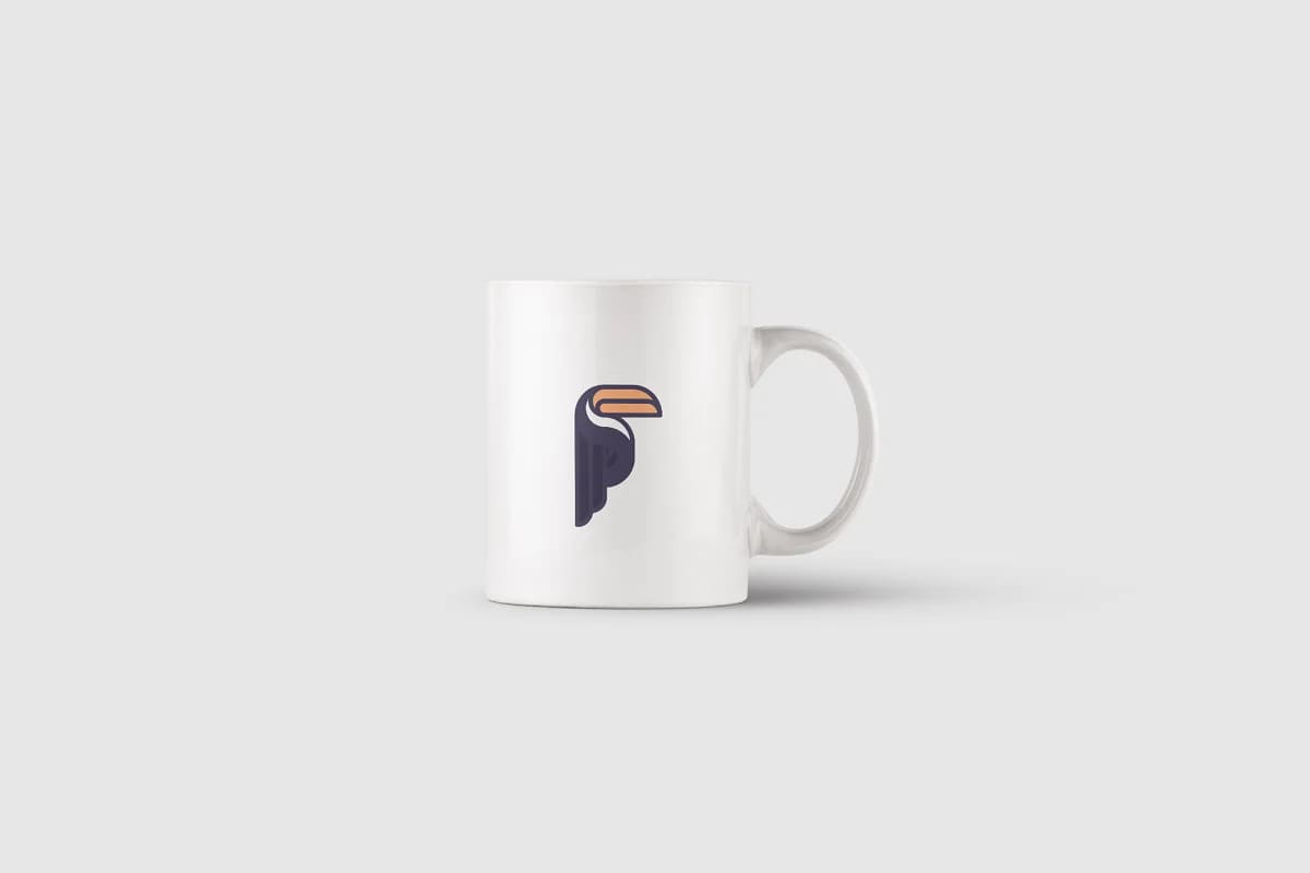 toucan logo mug mockup.