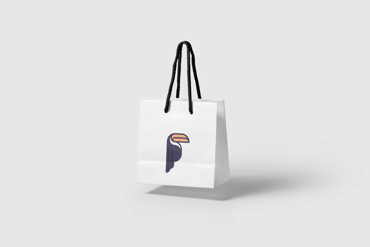toucan logo bag mockup.