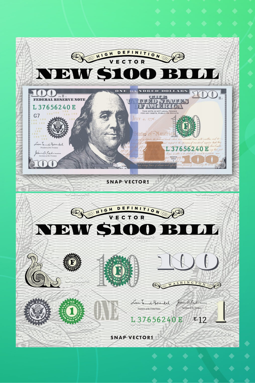 Vector New $100 Bill Template - done! – MasterBundles