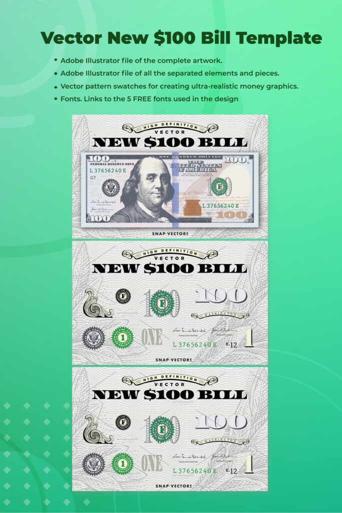 Vector New $100 Bill Template - done! – MasterBundles