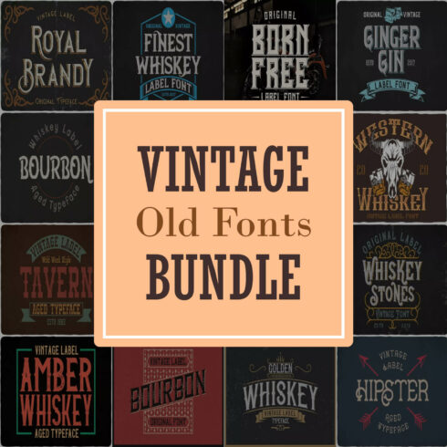 vintage old fonts bundle cover image.