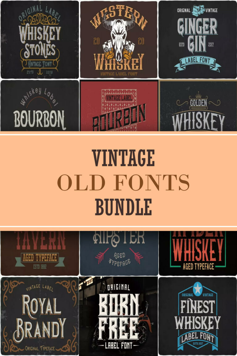 Vintage Old Fonts Bundle: 17 Font Families & 73 Font Styles – MasterBundles