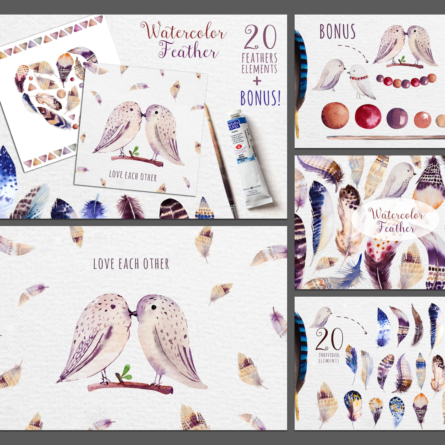Watercolor BOHO Feather DIY II preview image.