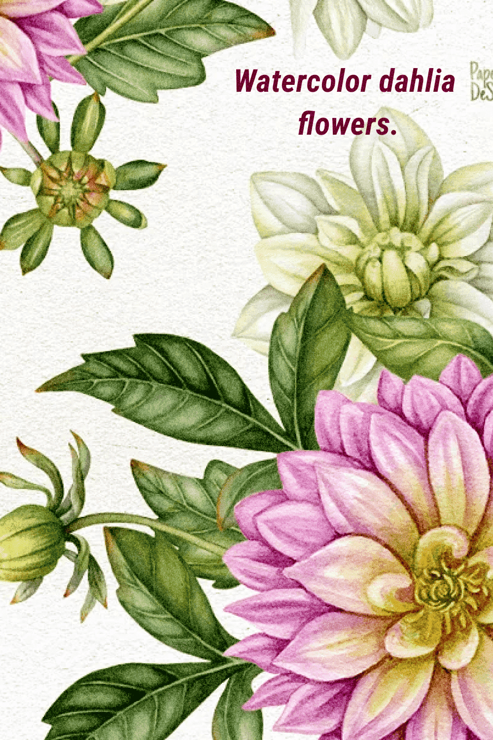 Watercolor Dahlia - Flowers, Pinterest Image Preview.