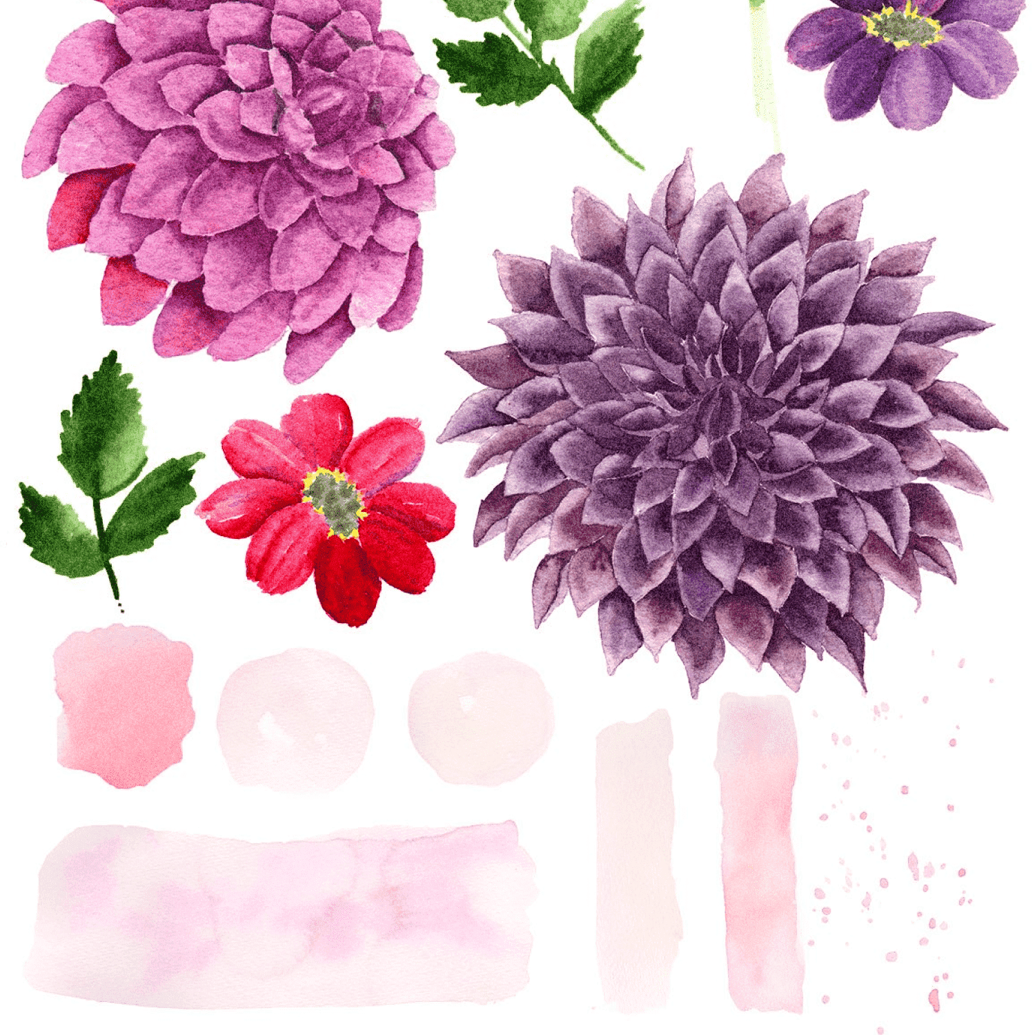 Watercolor Dahlias - Hand Painted Blooms And Textures Cover Image.