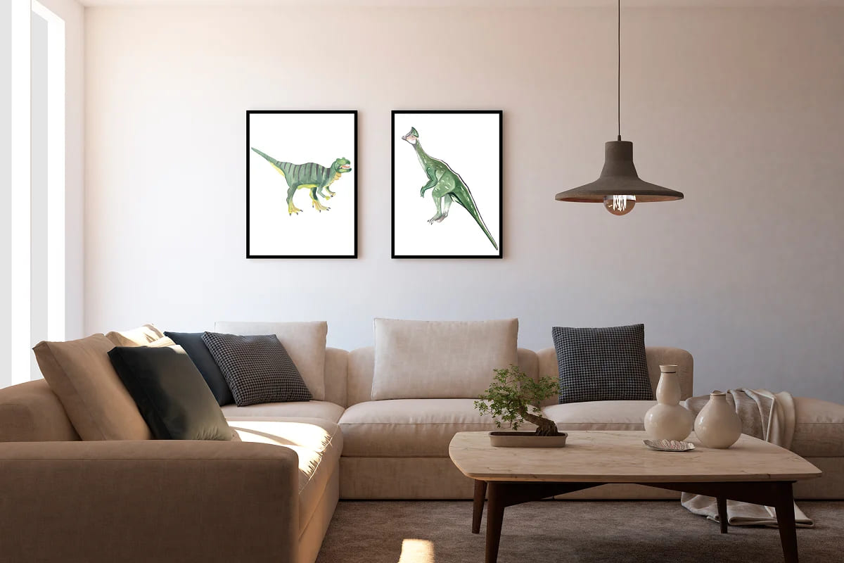 watercolor dinosaur set, paintings design.