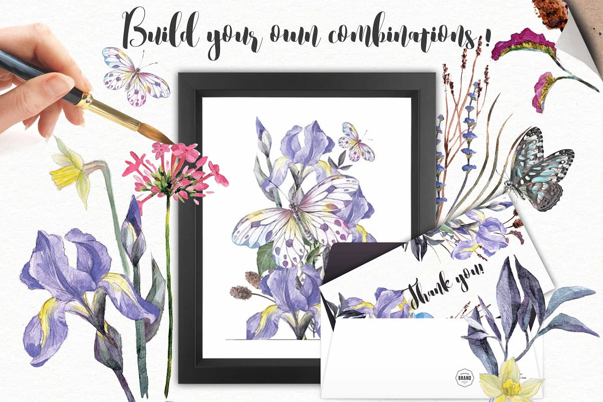 watercolor diy iris design.