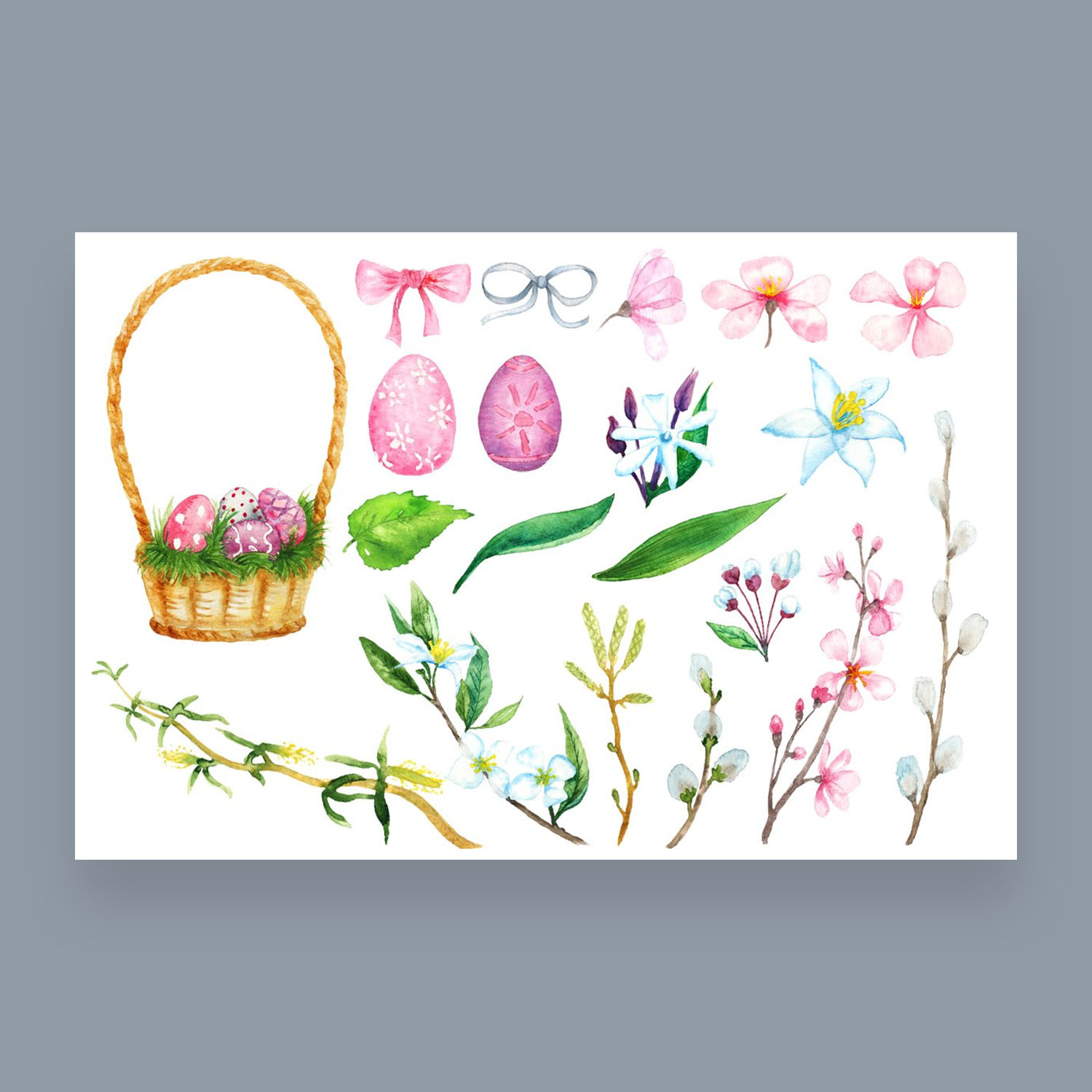 Watercolor easter and spring clipart.
