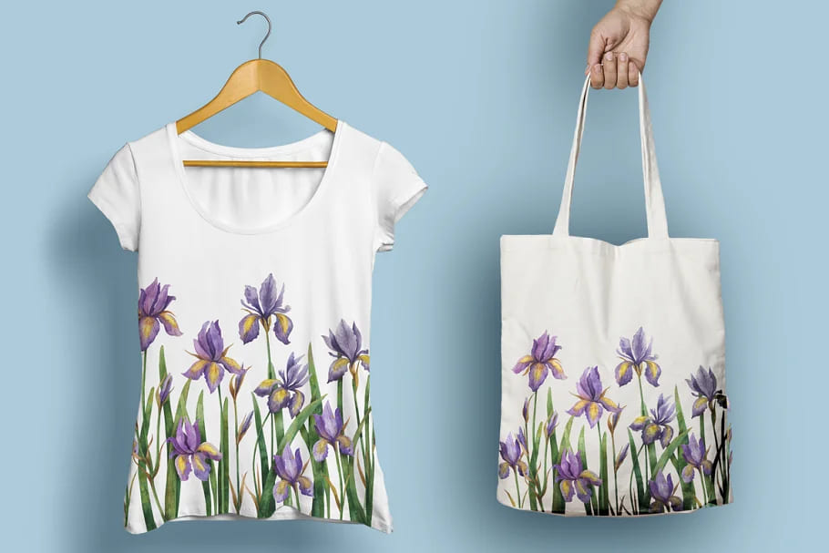 watercolor iris design.
