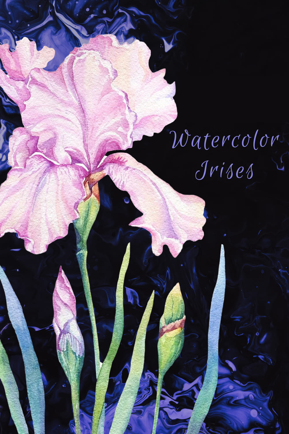 Watercolor Irises Collection pinterest image.