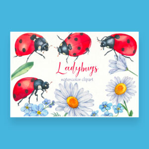 Ladybug Watercolor Clipart SVG | Master Bundles