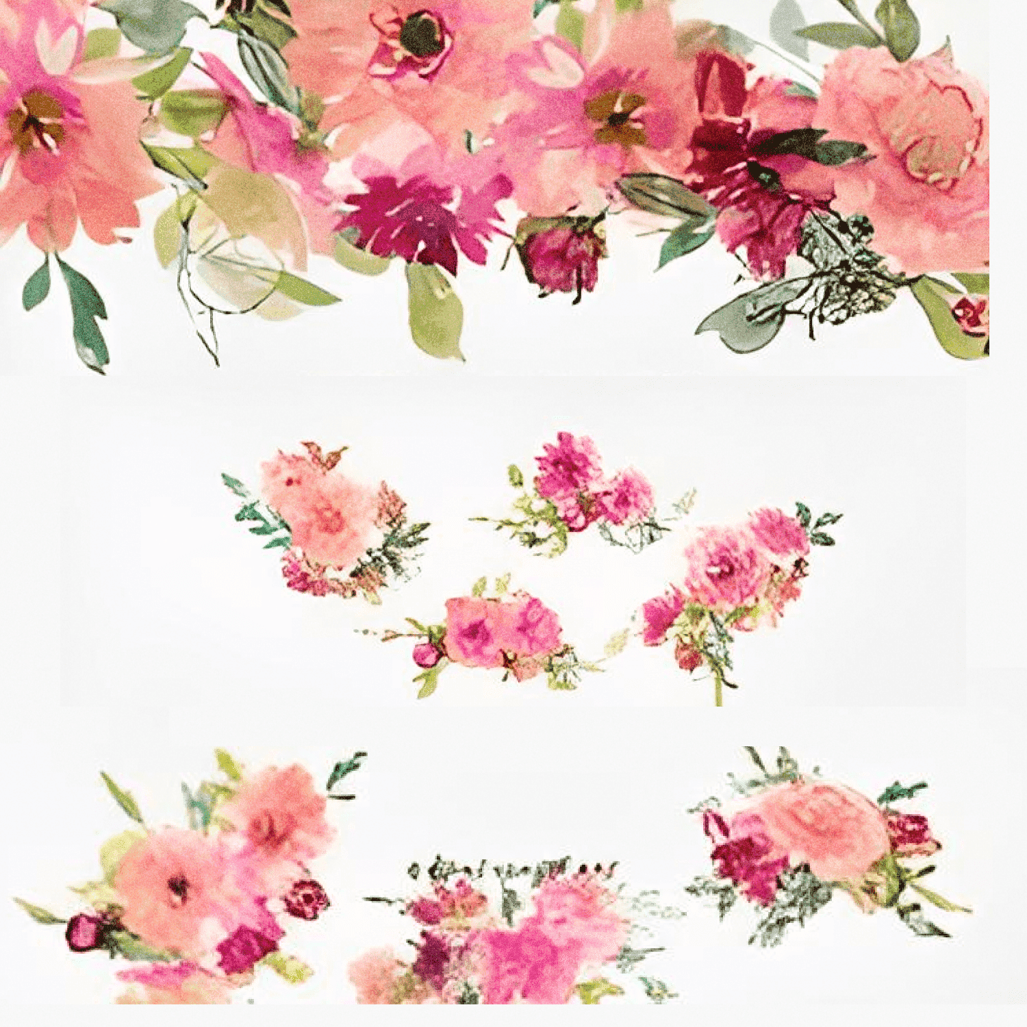 Watercolor Pink Dahlia Set - "Flowers On Background".