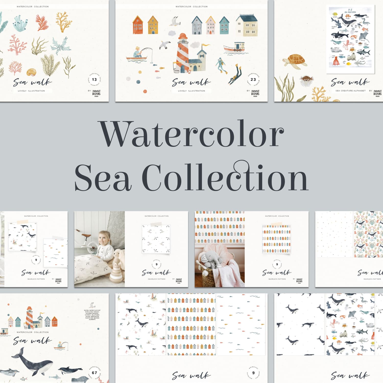 Watercolor Sea Graphics Collection cover image.