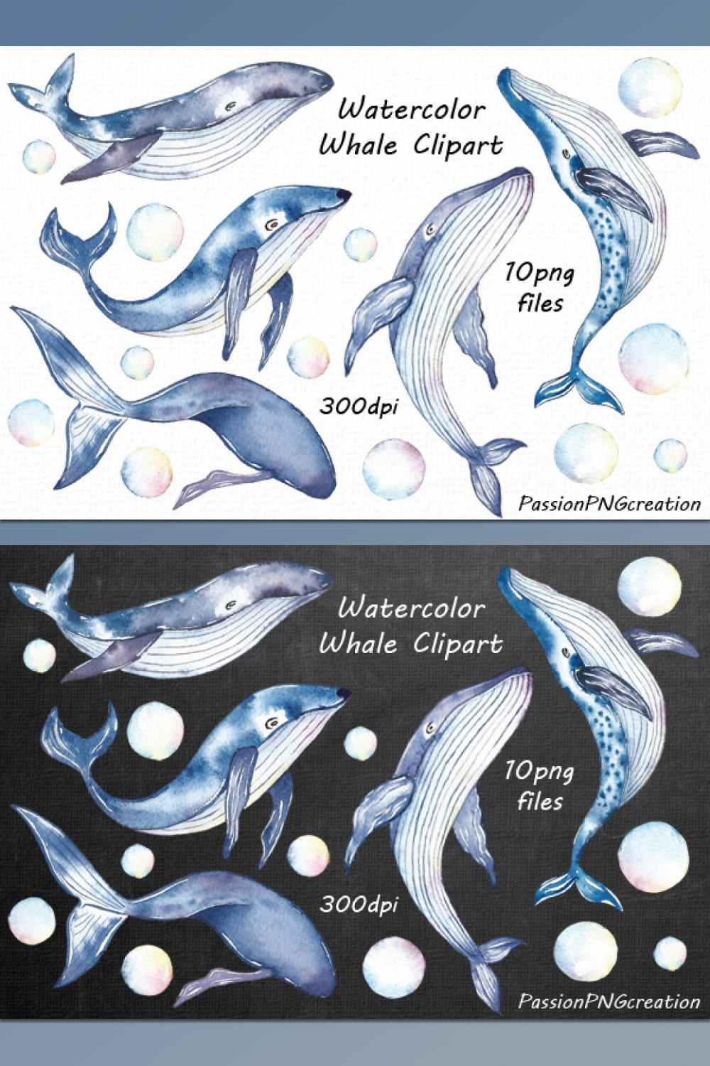 watercolor whale clipart paintings.