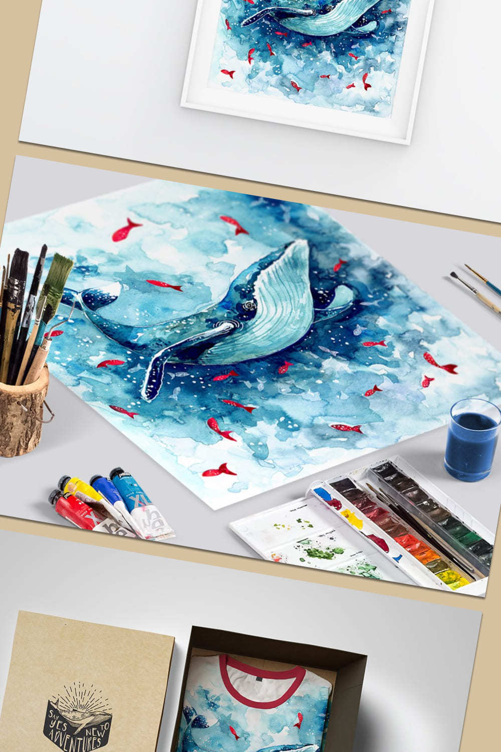 watercolor whale illustration design.