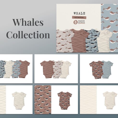Whales Seamless Patterns Collection cover image.