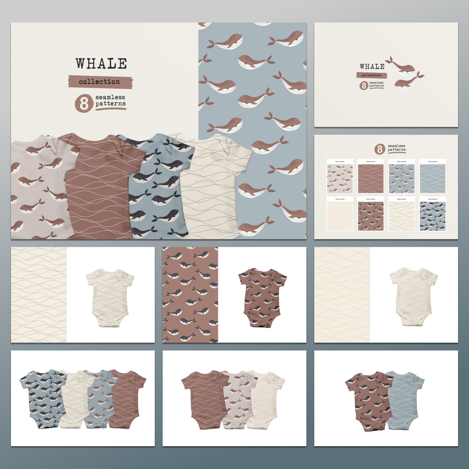 Whales Seamless Patterns Collection preview image.