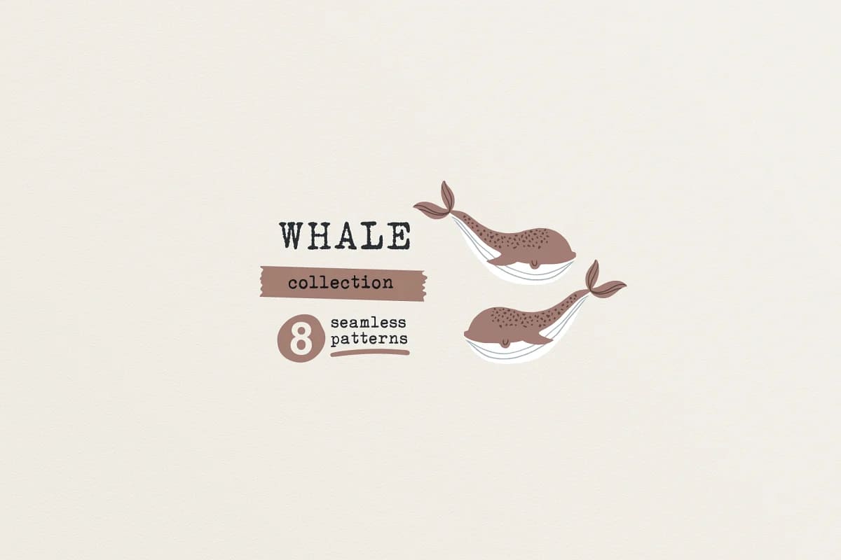 whales collection cute design.