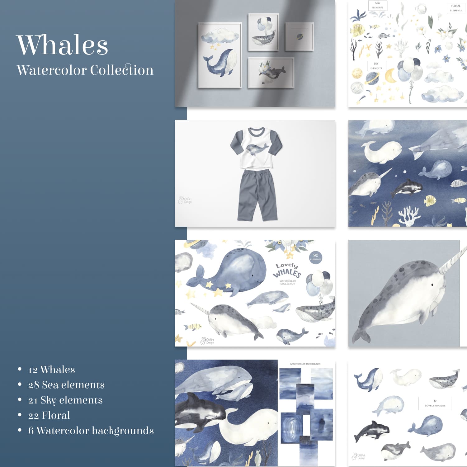 Lovely Whales Watercolor Collection cover image.