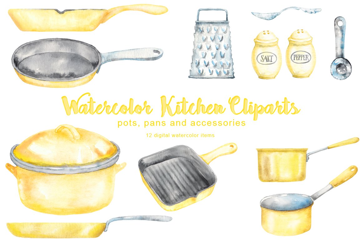 Kitchen utensils for cooking.