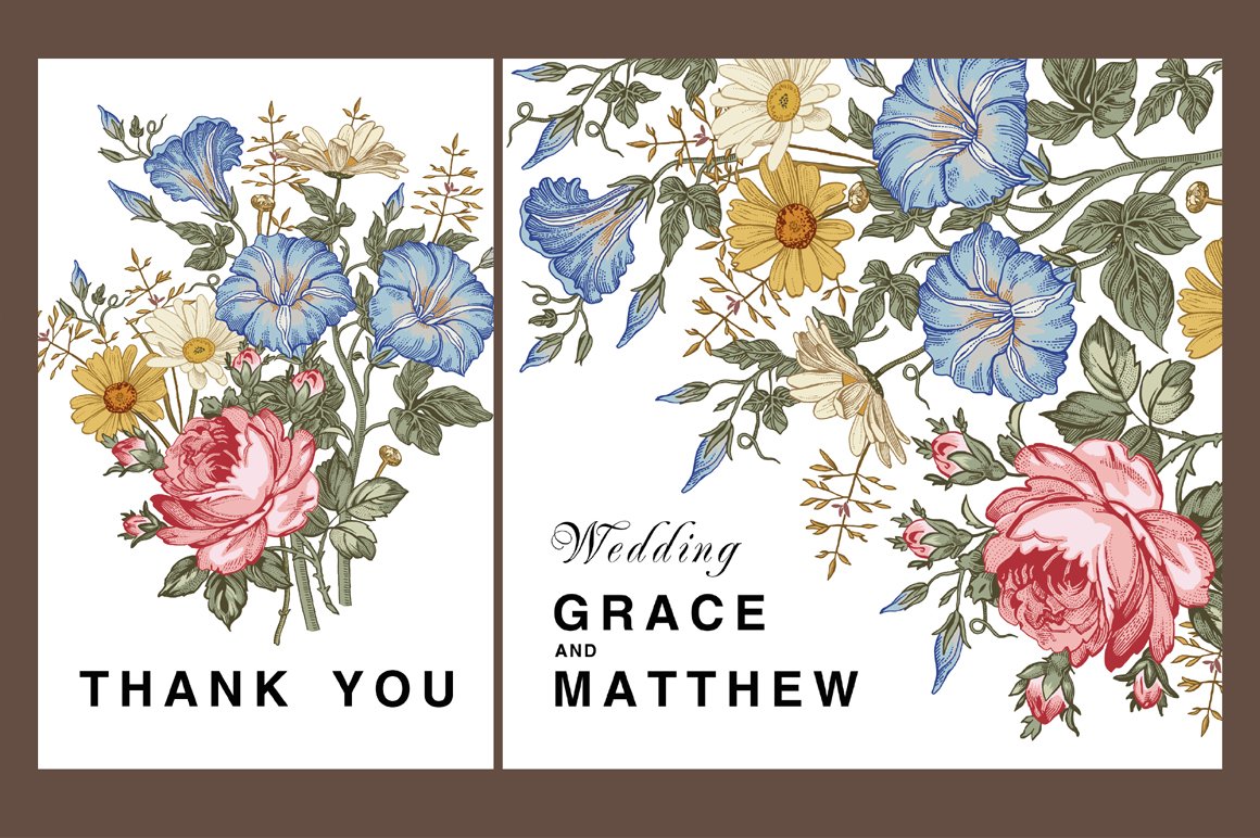 Interesting Christmas prints with flowers and inscription.