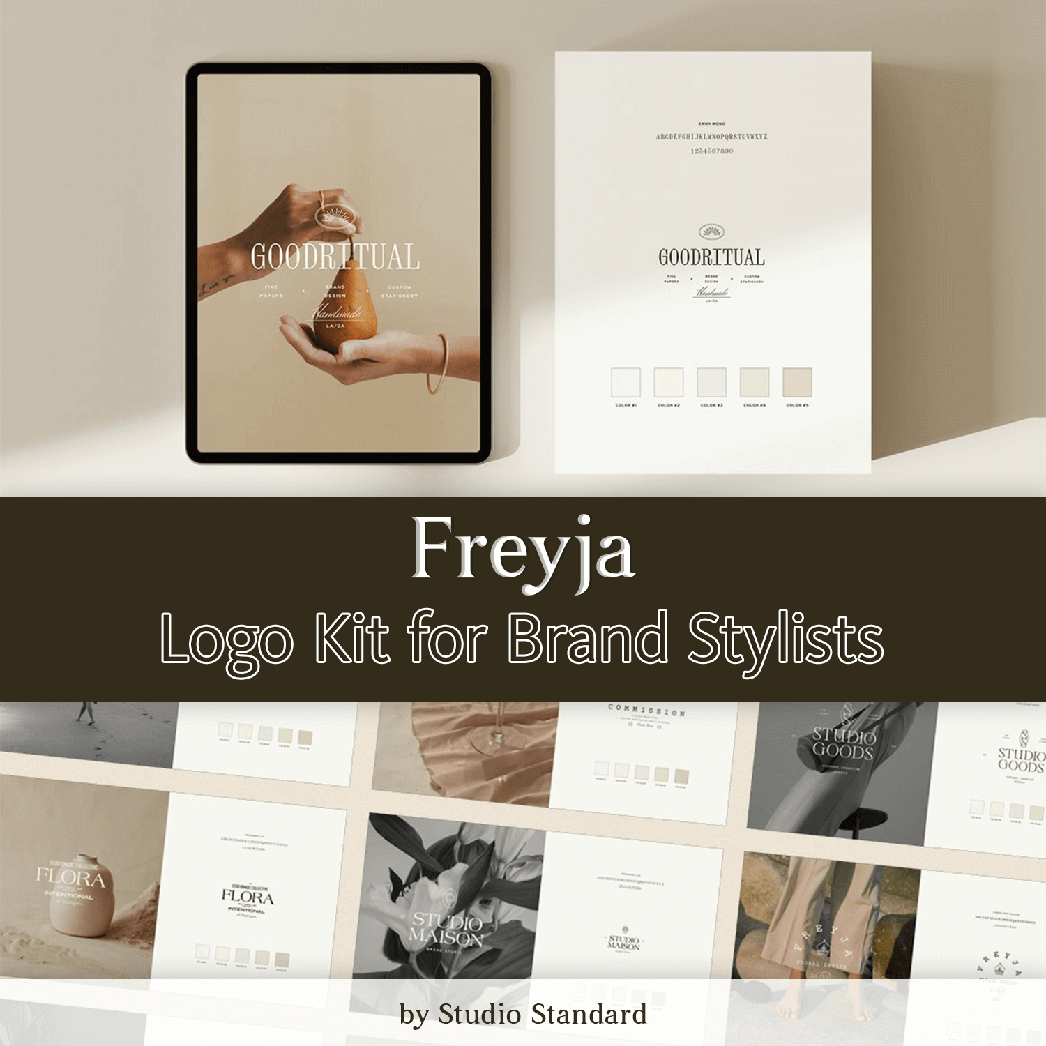 Freyja Logo Kit for Brand Stylists on a tablet.