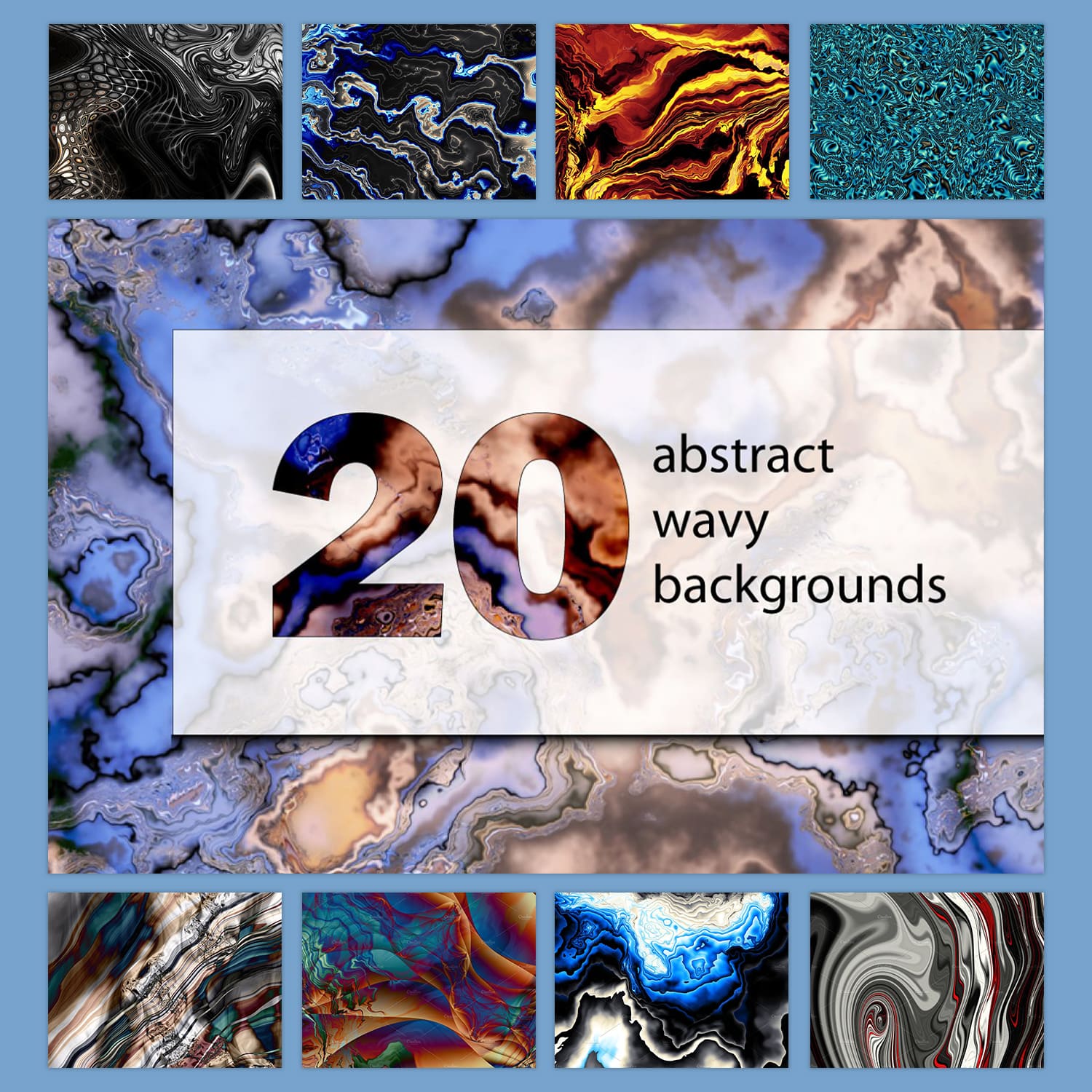 20 Abstract Wavy Backgrounds cover image.