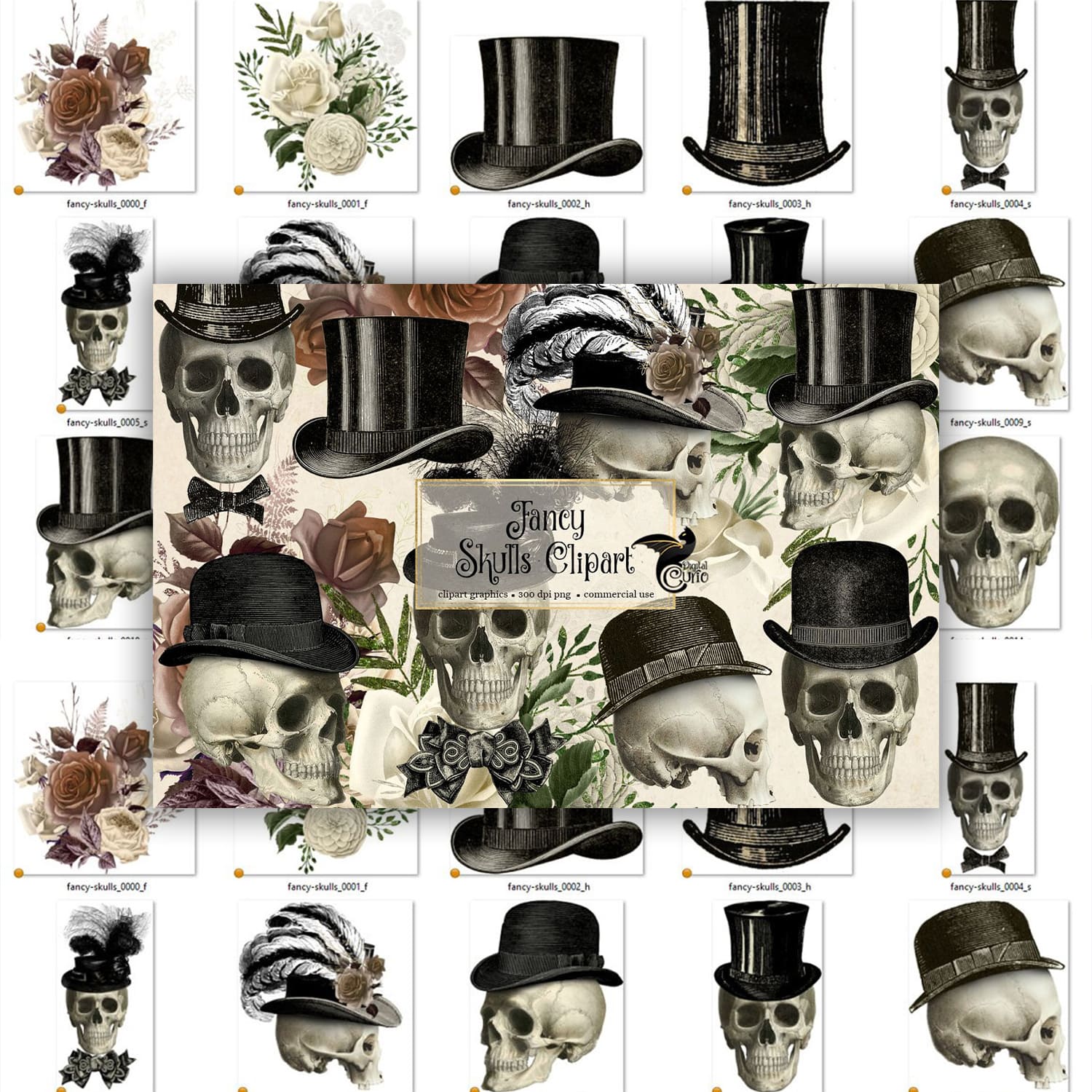 Fancy Skulls Clipart cover image.