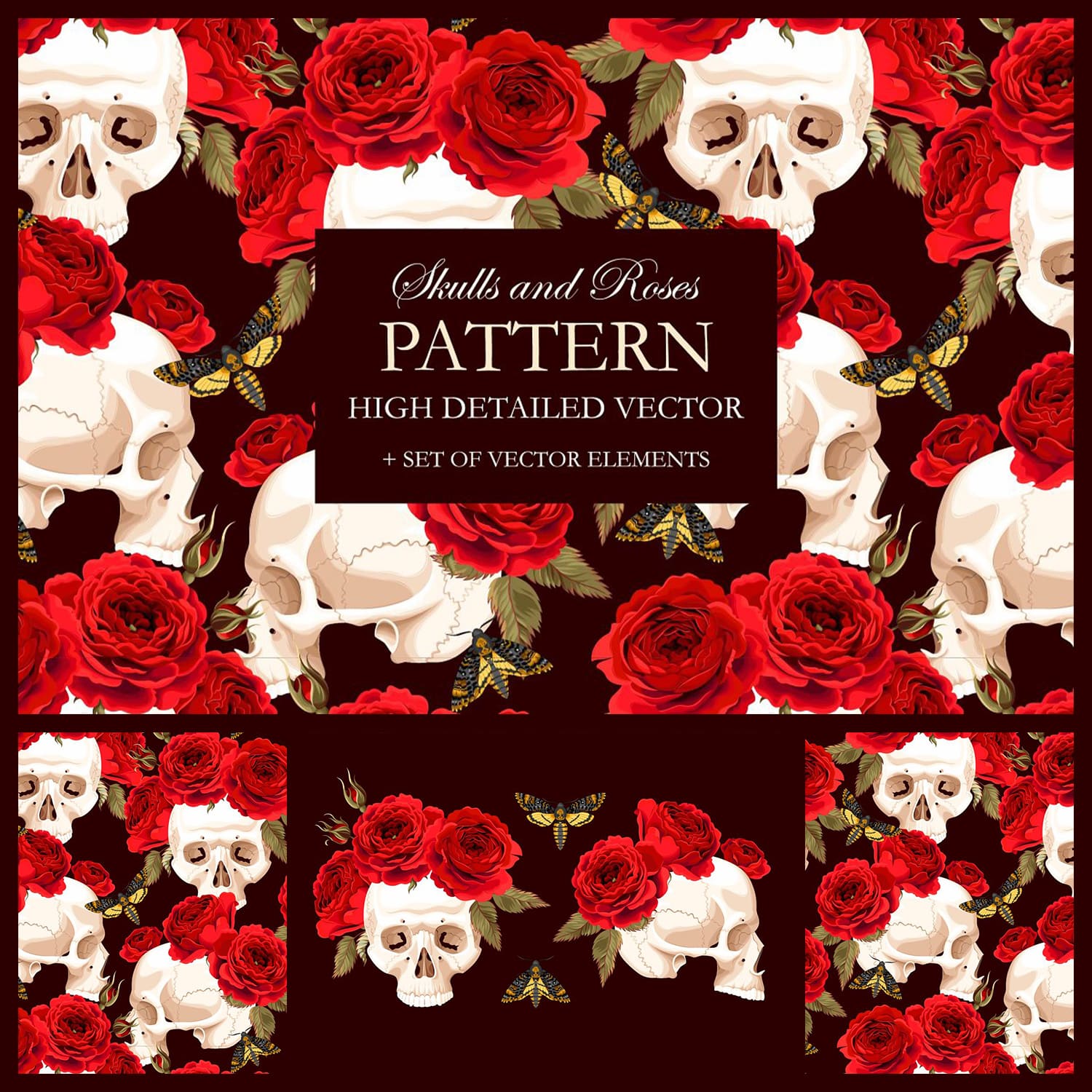 Pattern with Skulls and Roses cover image.