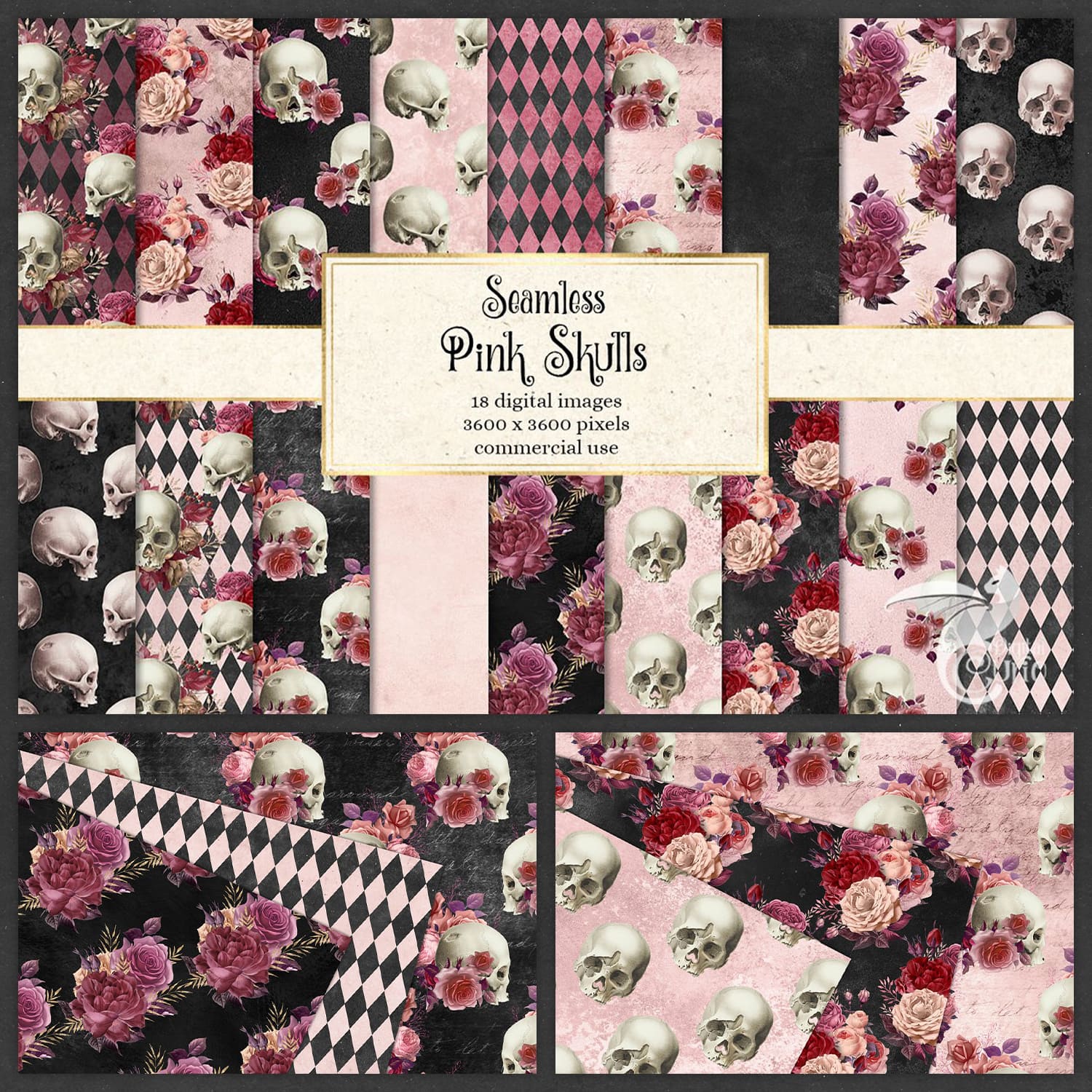 Pink Skull Digital Paper cover image.