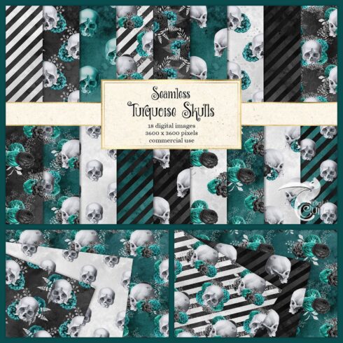 Turquoise Skull Digital Paper cover image.