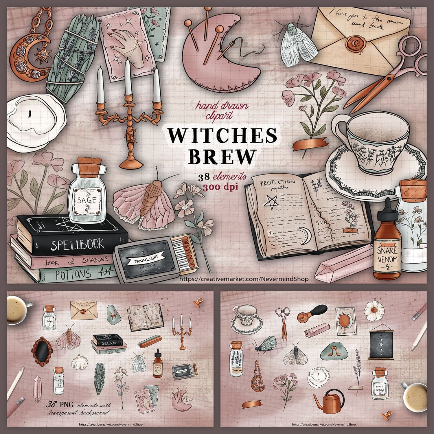 Witches Brew Clipart Kit cover image.