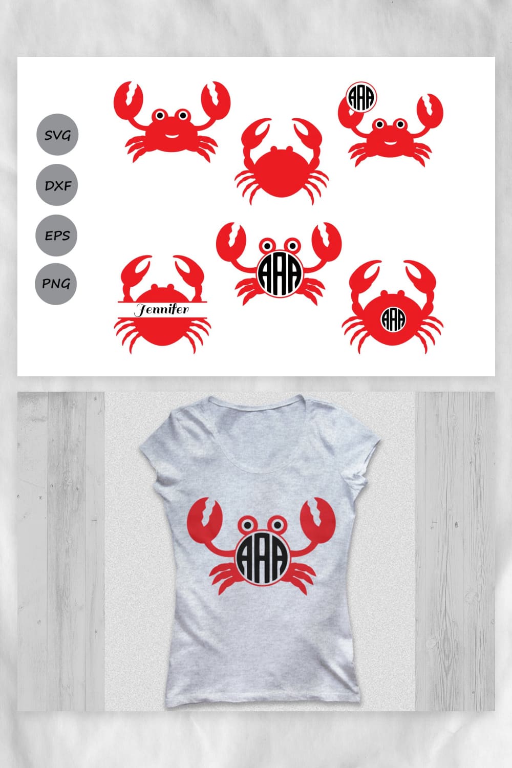 Crab SVG pinterest image.