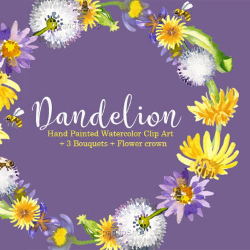 Dandelion floral clipart.