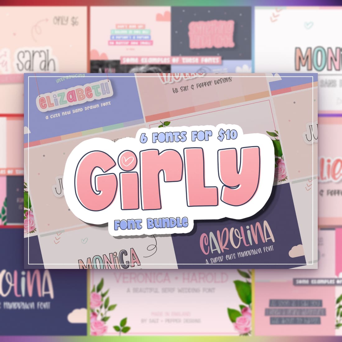 The Girly Font Bundle cover image.