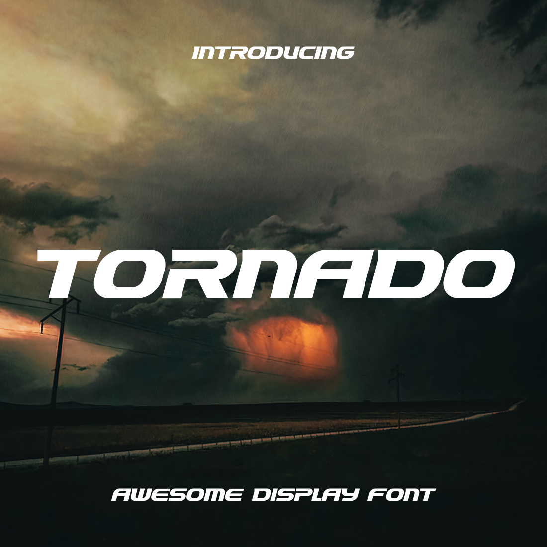 Interesting picture with a display on the background of a tornado font.