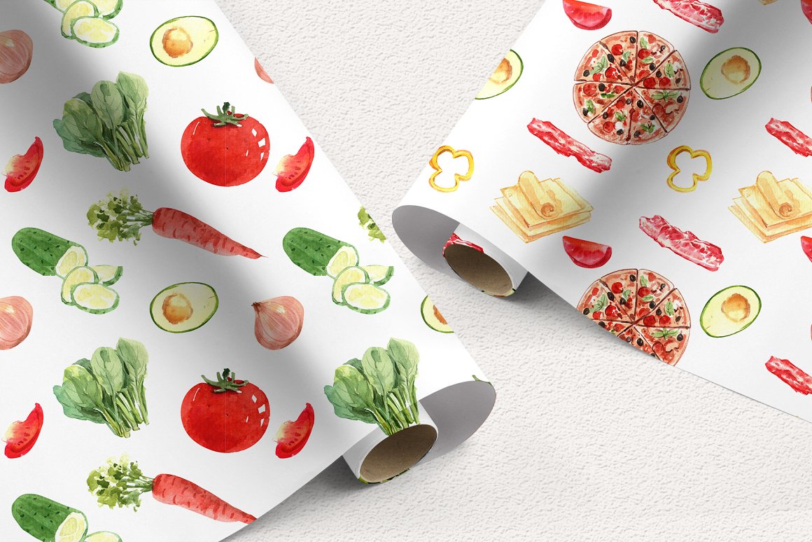 Dessert mockup on gift wrapping paper.