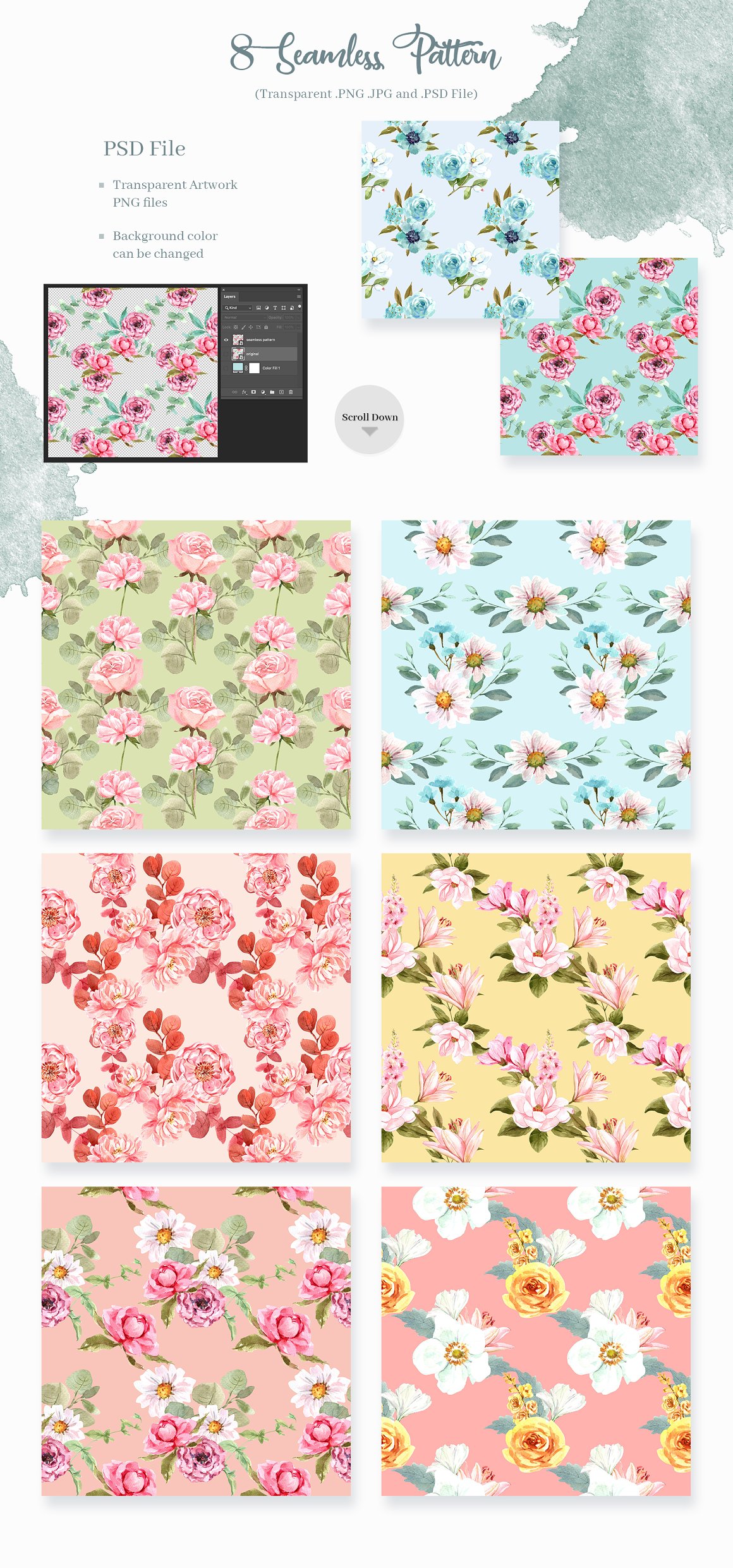 Background pictures with flowers share gift wrap and more.