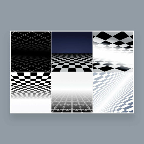 Abstract background with perspective, six patterns.