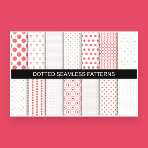 A selection of fourteen pink dotted seamless patterns.